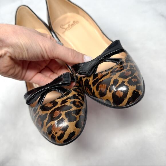 Christian Louboutin Vintage Miss Bunny Leopard Bow Patent Leather Pump Heel 38.5 - Picture 4 of 12